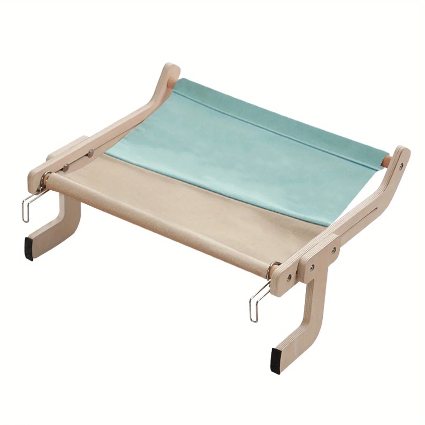 Cat Hammock with Pet Window, Cat Hanging Hammock with Detachable Balcony, Wooden Stand, Indoor Turndown Bed, Pet Nest