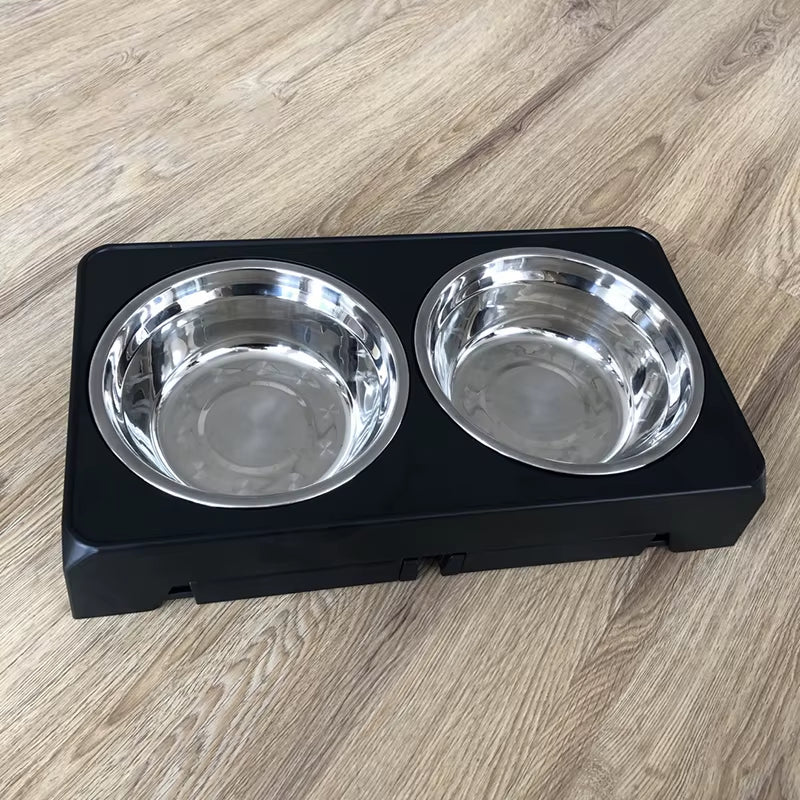 Elevated Dog Feeder Bowls Adjustable Raised Stand with Double Stainless Steel Food Water Bowls Small Medium Large Dogs