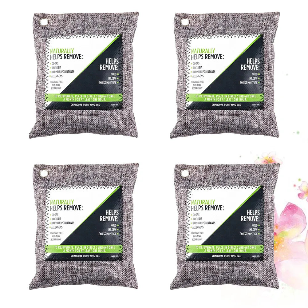 4Pcs Bamboo Charcoal Bag Activated Odor Absorber Air Purifying Deodorizer for Car Home Pet Area Chemical