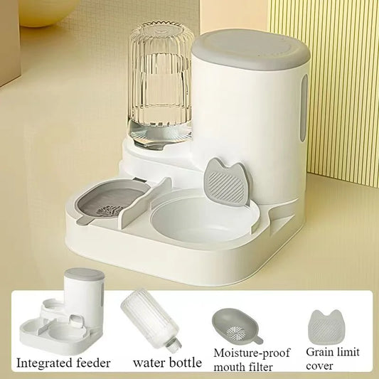 Automatic Cat and Dog Feeder with Integrated Water Dispenser - Perfect for Pets' Eating and Drinking Needs