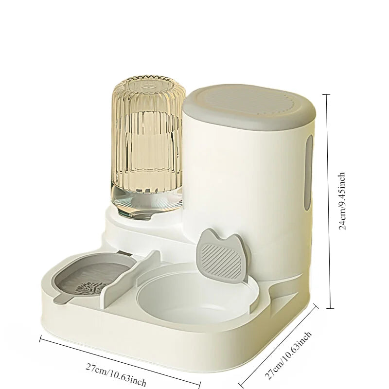 Automatic Cat and Dog Feeder with Integrated Water Dispenser - Perfect for Pets' Eating and Drinking Needs