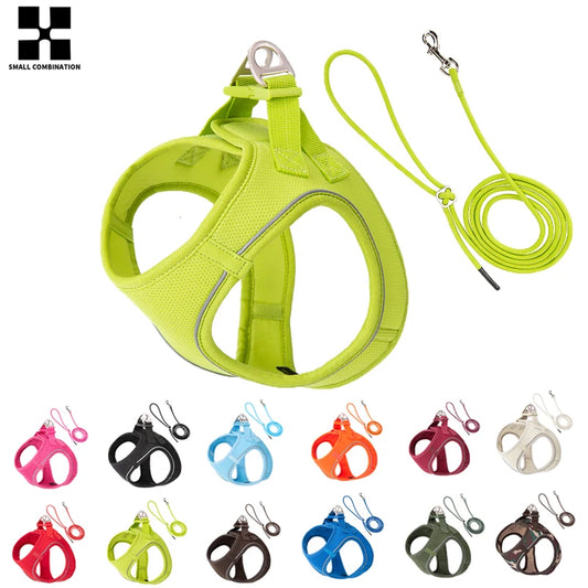 Dog Harness Leash Set for Small Medium Dog Adjustable Reflective Puppy Cat Harness Pet Vest Chihuahua Dachshund Outdoor Walking