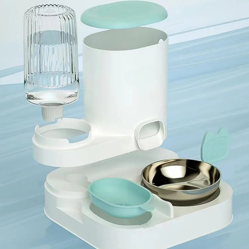 Automatic Cat and Dog Feeder with Integrated Water Dispenser - Perfect for Pets' Eating and Drinking Needs
