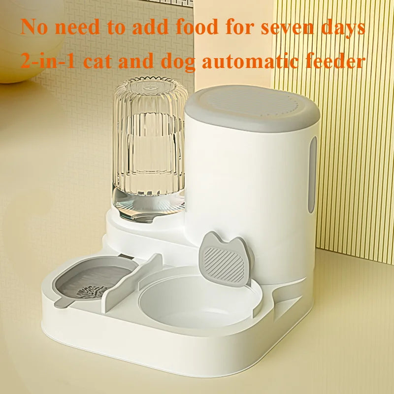 Automatic Cat and Dog Feeder with Integrated Water Dispenser - Perfect for Pets' Eating and Drinking Needs