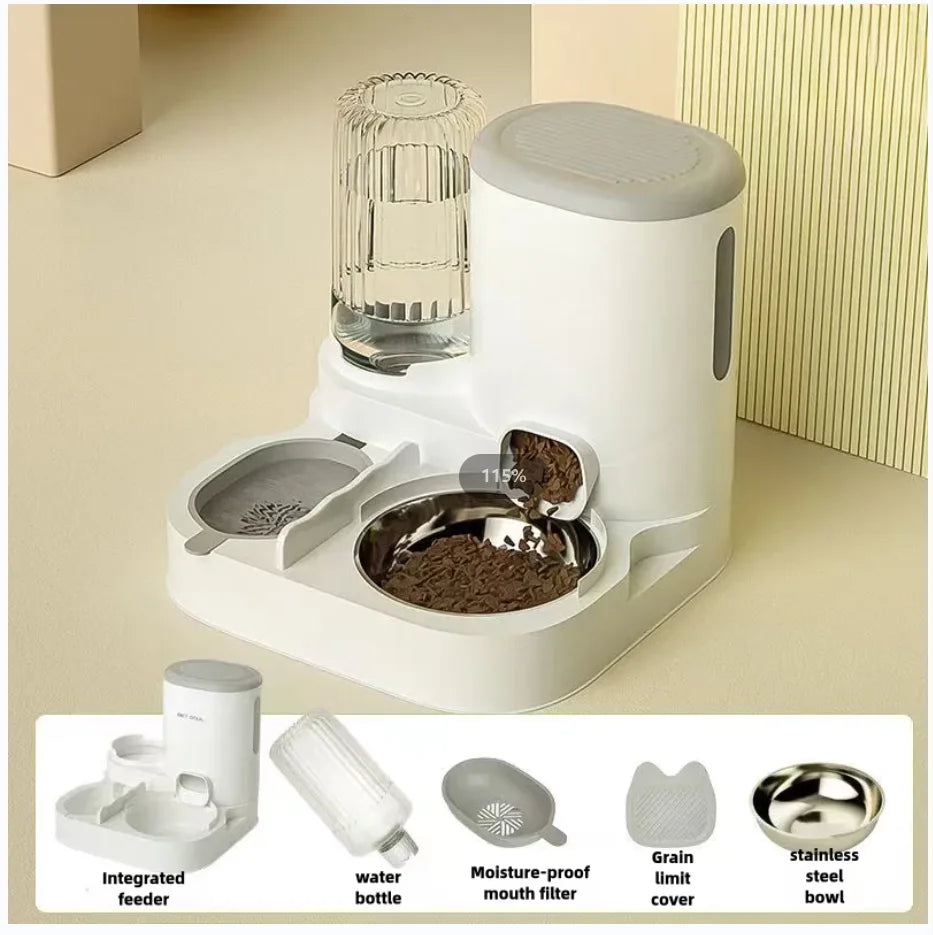 Automatic Cat and Dog Feeder with Integrated Water Dispenser - Perfect for Pets' Eating and Drinking Needs
