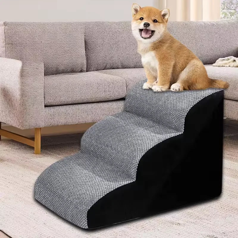 Memory Foam Non-Slip Pet Stairs - Washable 2/3 Step Dog & Cat Ramp for Easy Mobility
