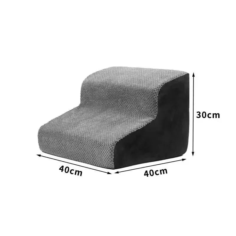 Memory Foam Non-Slip Pet Stairs - Washable 2/3 Step Dog & Cat Ramp for Easy Mobility