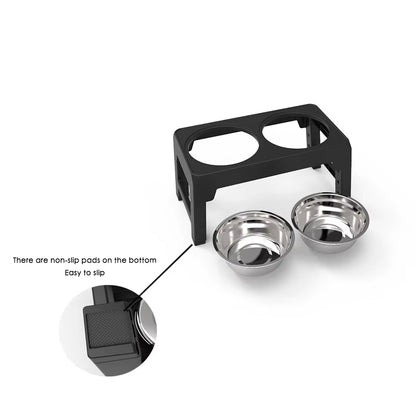 Elevated Dog Feeder Bowls Adjustable Raised Stand with Double Stainless Steel Food Water Bowls Small Medium Large Dogs